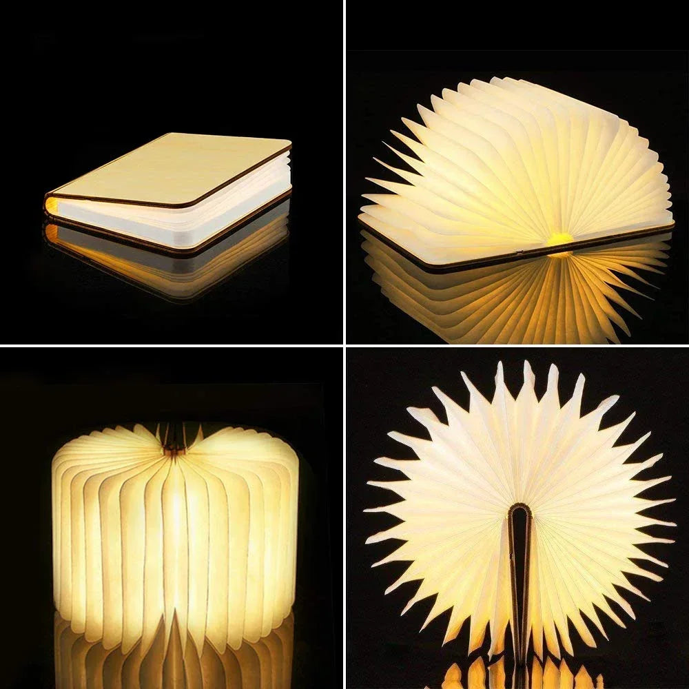 3D Folding Creative Wooden Book LED Light