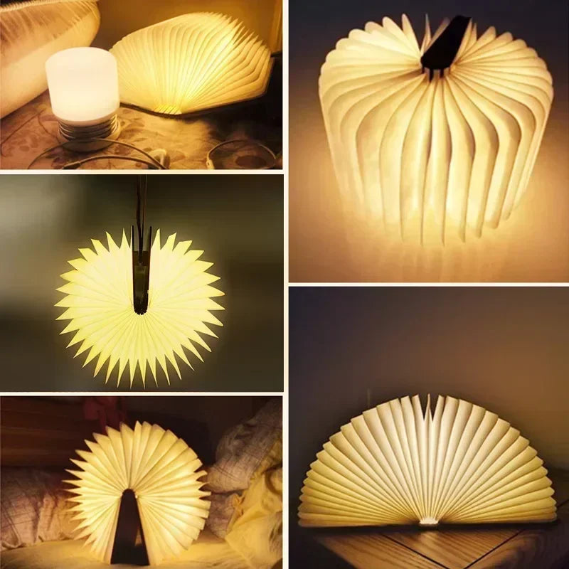 3D Folding Creative Wooden Book LED Light