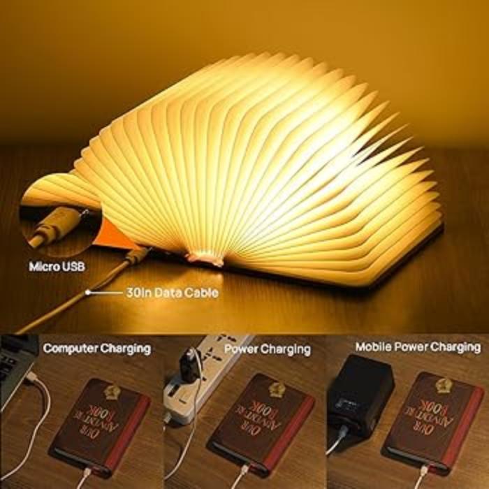 3D Folding Creative Wooden Book LED Light